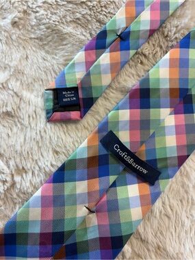 Croft & Barrow Pastel Multicolor Plaid Silk Neck Tie